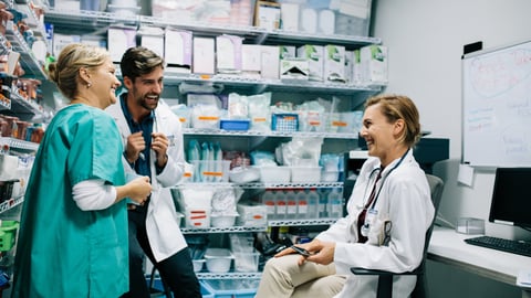 Group of pharmacists having a friendly chat