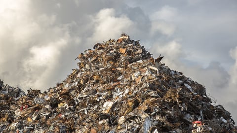 Pile of garbage in a landfill