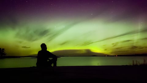 Northern lights in green