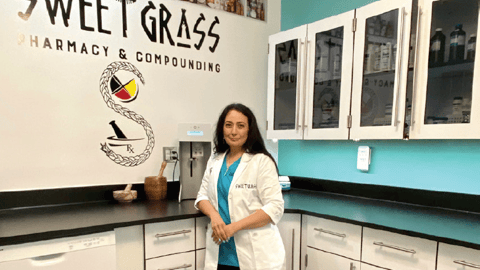 Neda Debage in Sweetgrass pharmacy