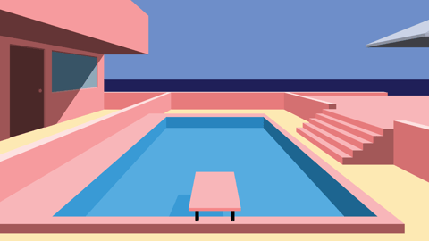 Midcentury illustration of a pool