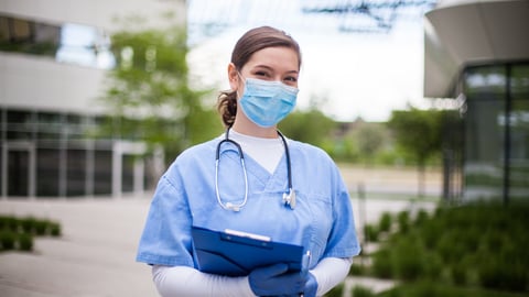 Young healthcare worker wearing a mask