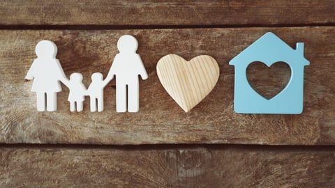 family-wood-heart-blue-house