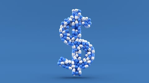 Dollar sign made of pills