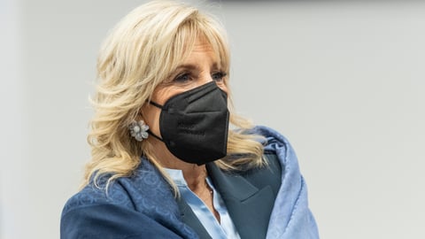 U.S. First Lady Jill Biden wearing a black mask