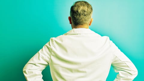 Back of a doctor wearing a lab coat