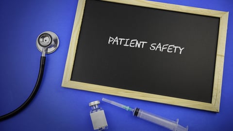 patient safety written on a small chalkboard