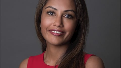 Young woman in red dress