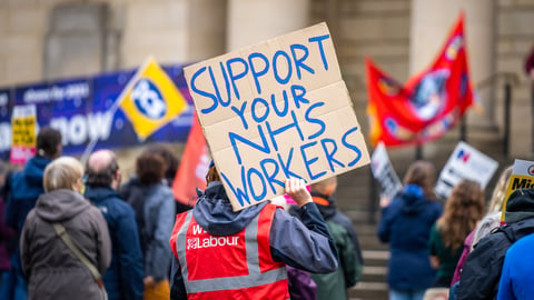 Group of workers on strike