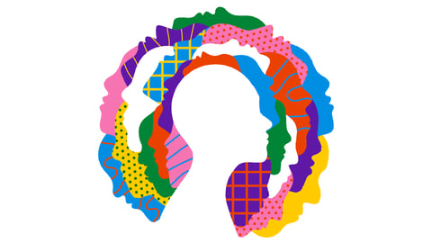 Head surrounded by many colours representing a variety of ideas