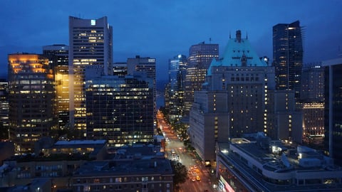 Night view of the Vancouver skyline 