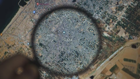 Close of a map of Gaza City