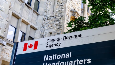 Part of Canada Revenue Agency sign is seen at the National Headquarters in Ottawa.