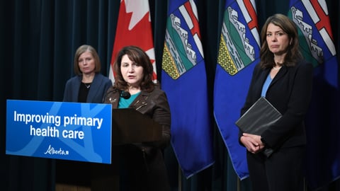 Alberta Health Minister Adriana LaGrange and Premier Danielle Smith announce the new compensation model for family doctors