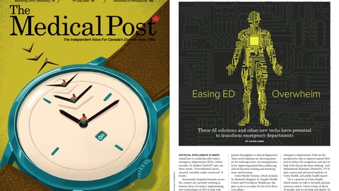 Magazine cover and inside page