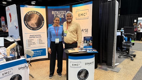Meera Sayal and Dr. Arun Sayal at the CASTED and North York General Hospital booth at the Rural and Remote Conference in Winnipeg.