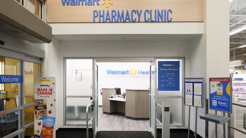 Photo of the entrance to a Walmart clinic