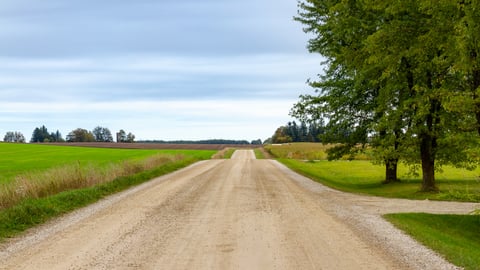 View down the a rural dirt road