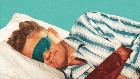 Vintage cartoon of a man sleeping cozily