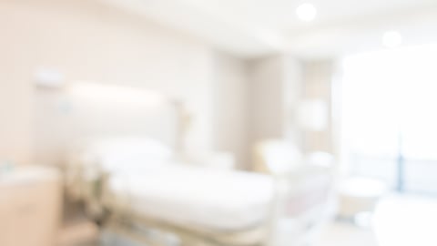 Blurry view of a hospital room