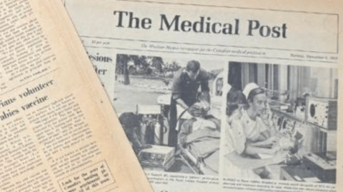 Front page of a vintage copy of the Medical Post