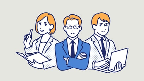 Cartoon of three financial professionals working