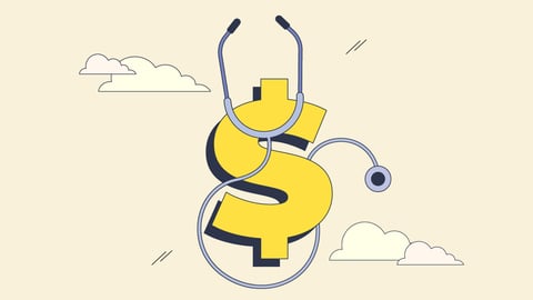 A dollar sign superimposed on a stethoscope 