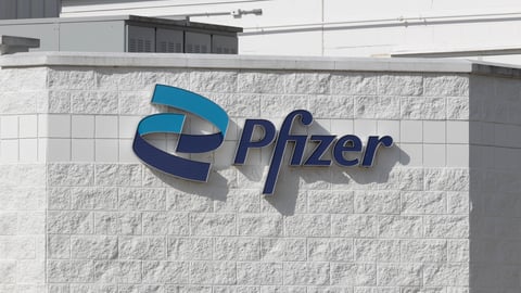 The Pfizer logo seen outside its offices.