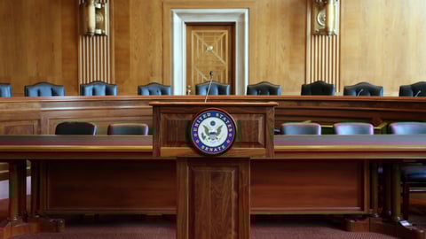 Empty seats before a USA senate hearing