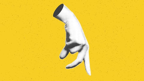 A hand pointing downwards