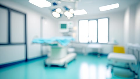 Blurry hospital room