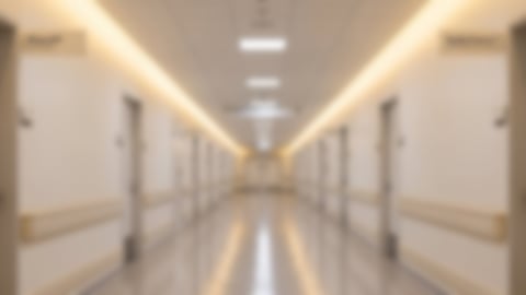 Blurry hospital hallway