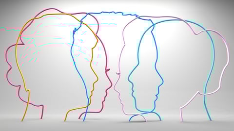 A graphic with many overlapping faces representing multiple generations