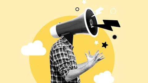 A man with a megaphone for a head