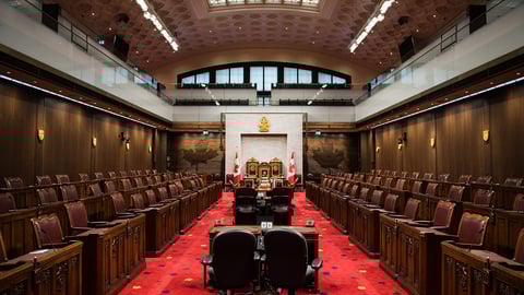 Photo of the Senate of Canada chamber in the temporary location in Ottawa