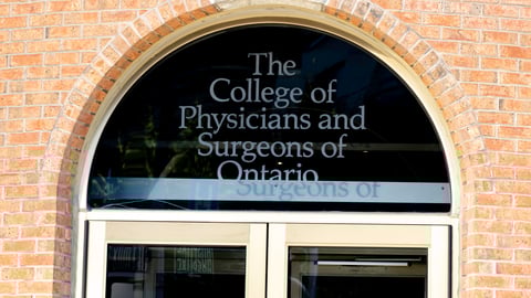Entrance of College of Physicians and Surgeons of Ontario (CPSO) in Toronto.