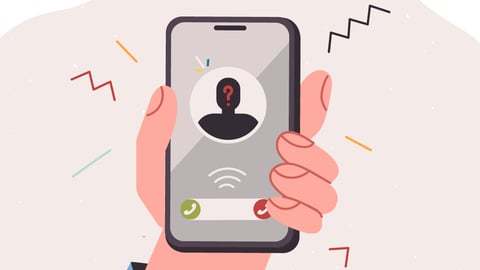 Cartoon of someone making a phone call on a smartphone