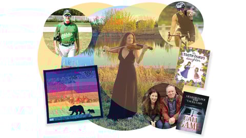 A collage of pictures of physicians doing their various hobbies