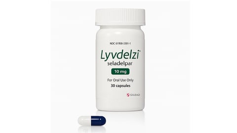 Bottle of medication: Lyvdelzi for primary biliary cholangitis