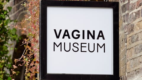 Sign outside the Vagina Museum in London, England