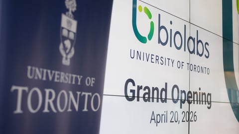 Sign from BioLabs grand opening