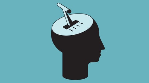 Cartoon of a brain with a gear-stick poking out