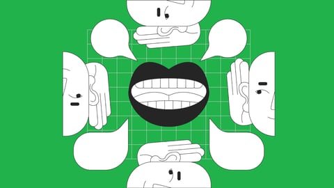 Cartoon concept of a mouth making many complaints