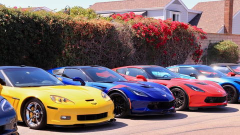 A row of sports cars