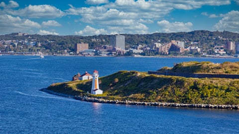 Entrance to the harbour in Halifax, Nova Scotia.