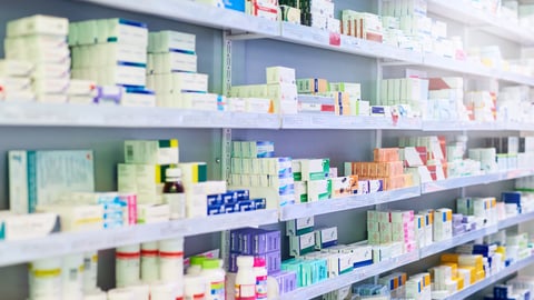 Shelf in a pharmacy