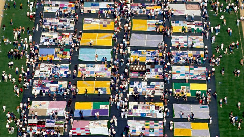 The AIDS Quilt displayed on the National Mall