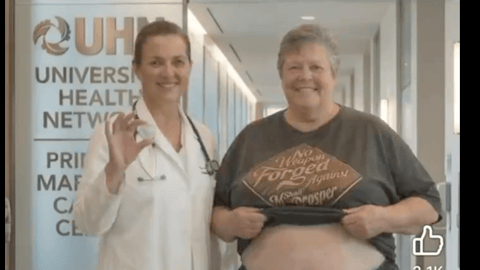 A screenshot of a fake ad featuring UHN branding (UHN)