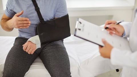 An injured person at a doctor's office.