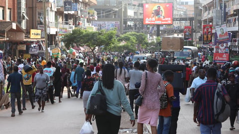Crowded street in Kampala Uganda on May 26 2026 as rising cases of Ebola continue to be reported in Uganda.